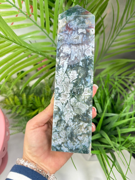 XL moss agate tower