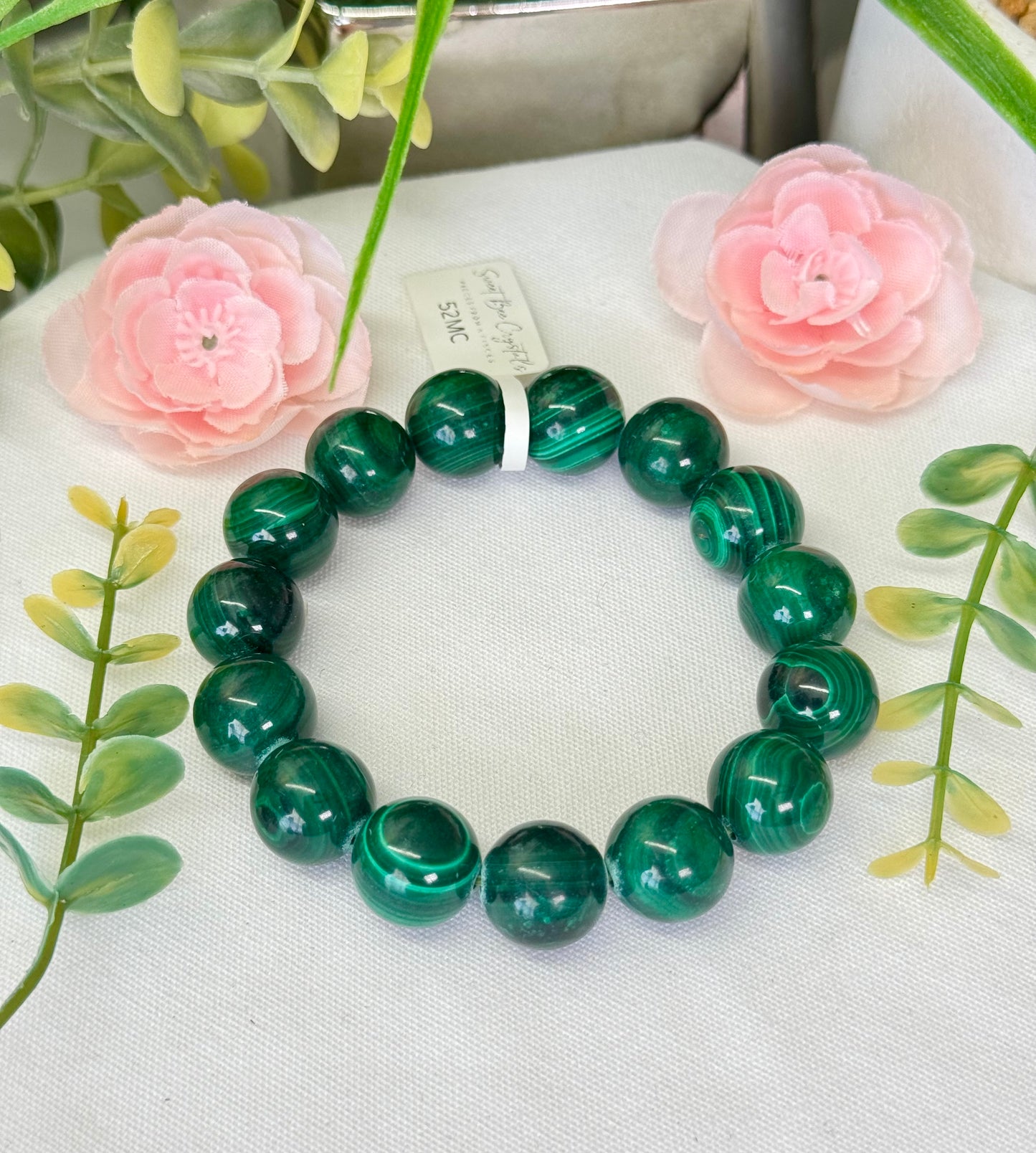 Big bead malachite bracelet. 11mm or 13mm size beads. Please select bead size from options. Fits wrist size 7.5”. Can be resized, please see description