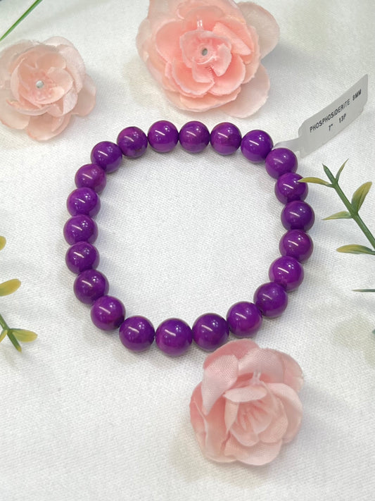 Phosphosiderite bracelet *color enhanced 8mm beads size 7”