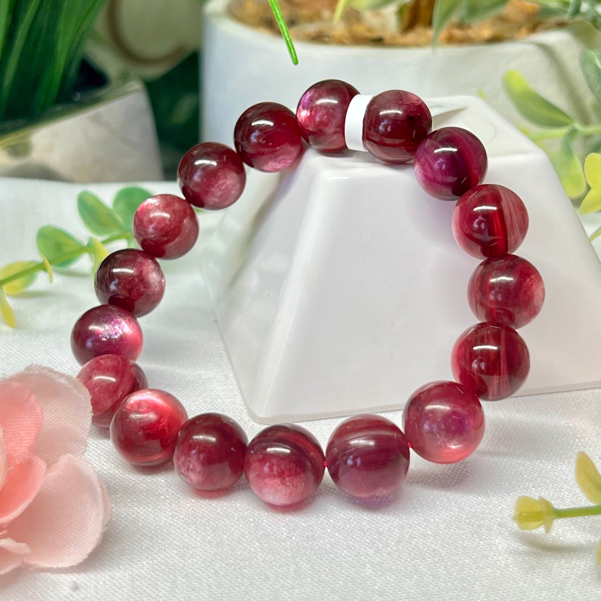 HQ Hot pink mica (lepidolite) bracelet LAST ONE! 12.4mm beads and fits wrist size 7”*