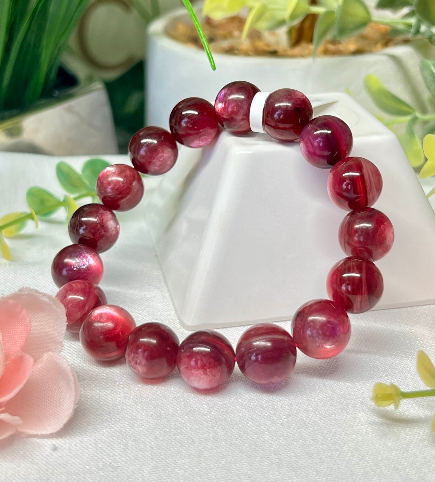 HQ Hot pink mica (lepidolite) bracelet LAST ONE! 12.4mm beads and fits wrist size 7”*