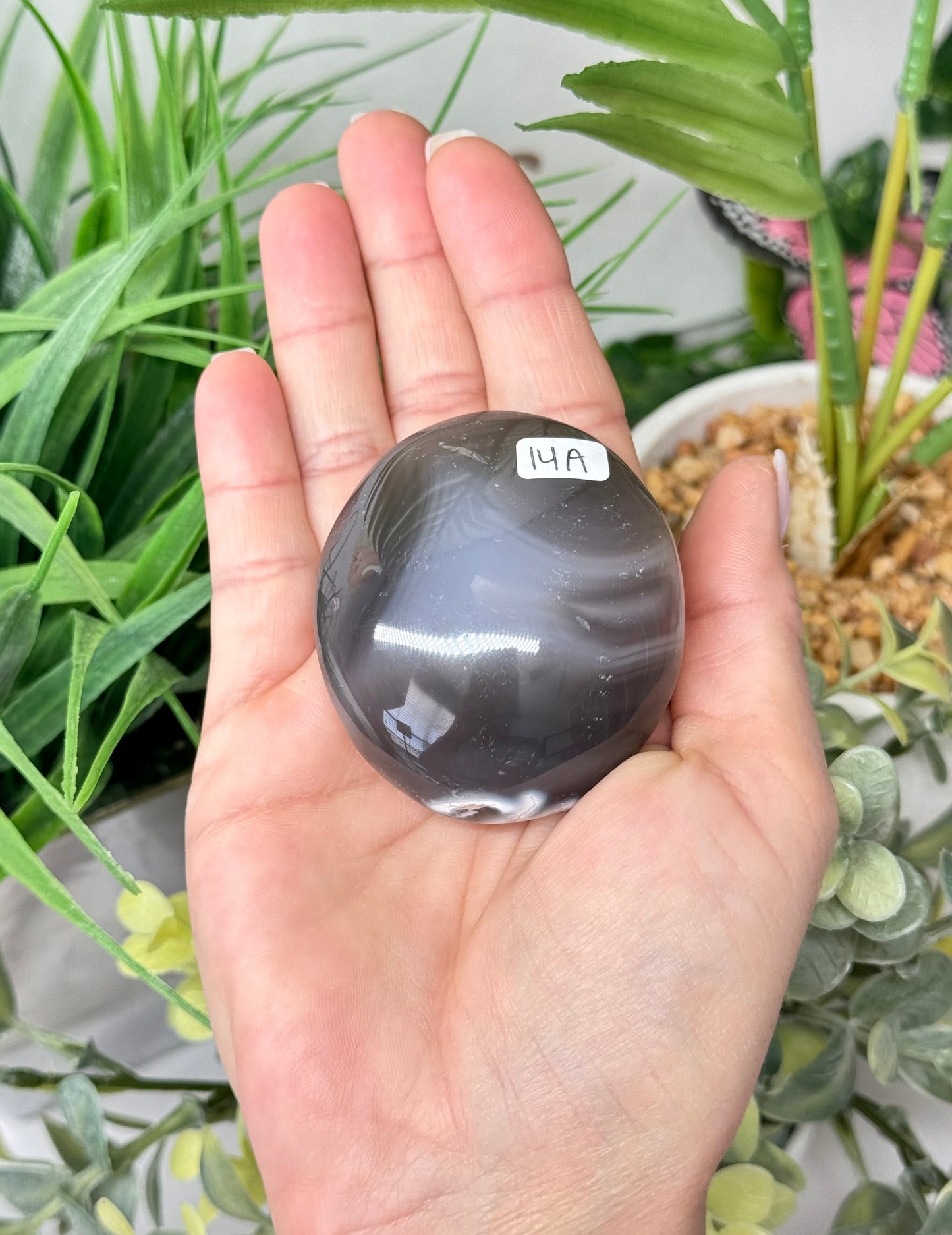 Orca agate palm stone