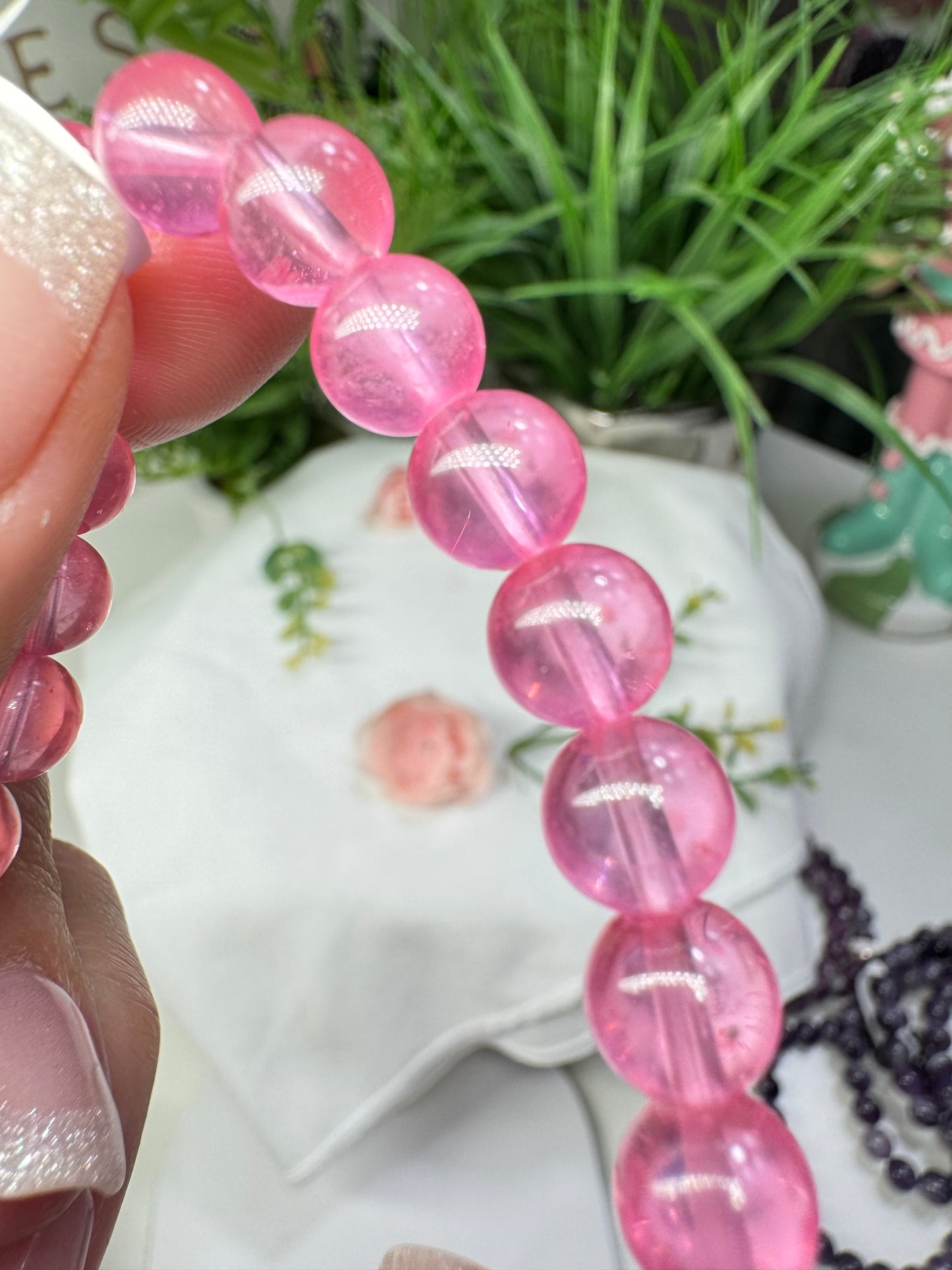 High quality pink topaz bracelet 7mm beads fits wrist size 7” *LAST ONE*