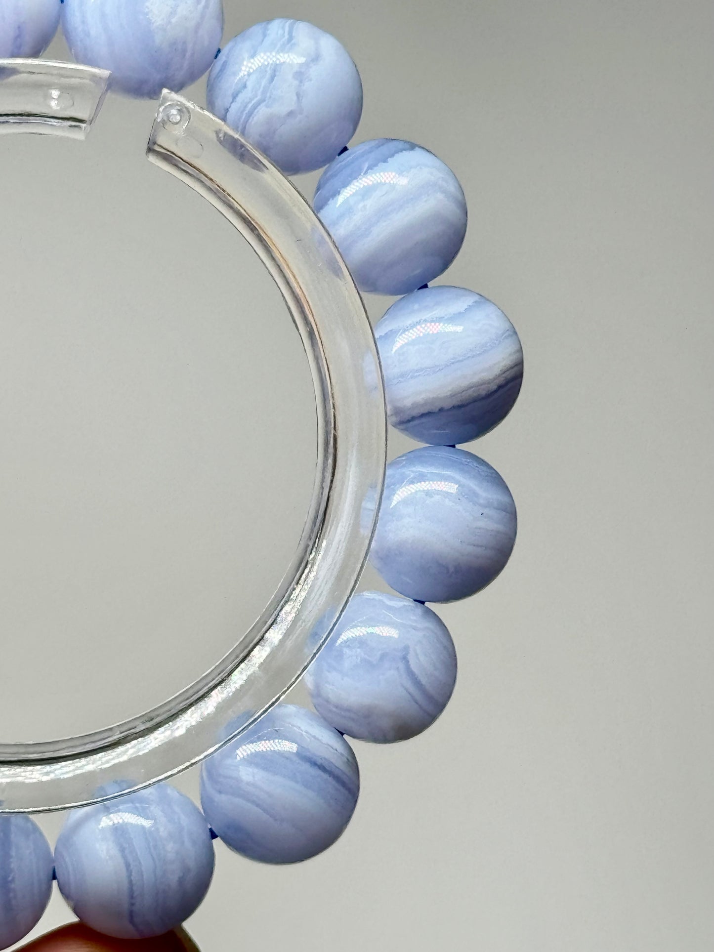 High quality blue lace agate bracelet. 12mm beads. Size 7” can be resized