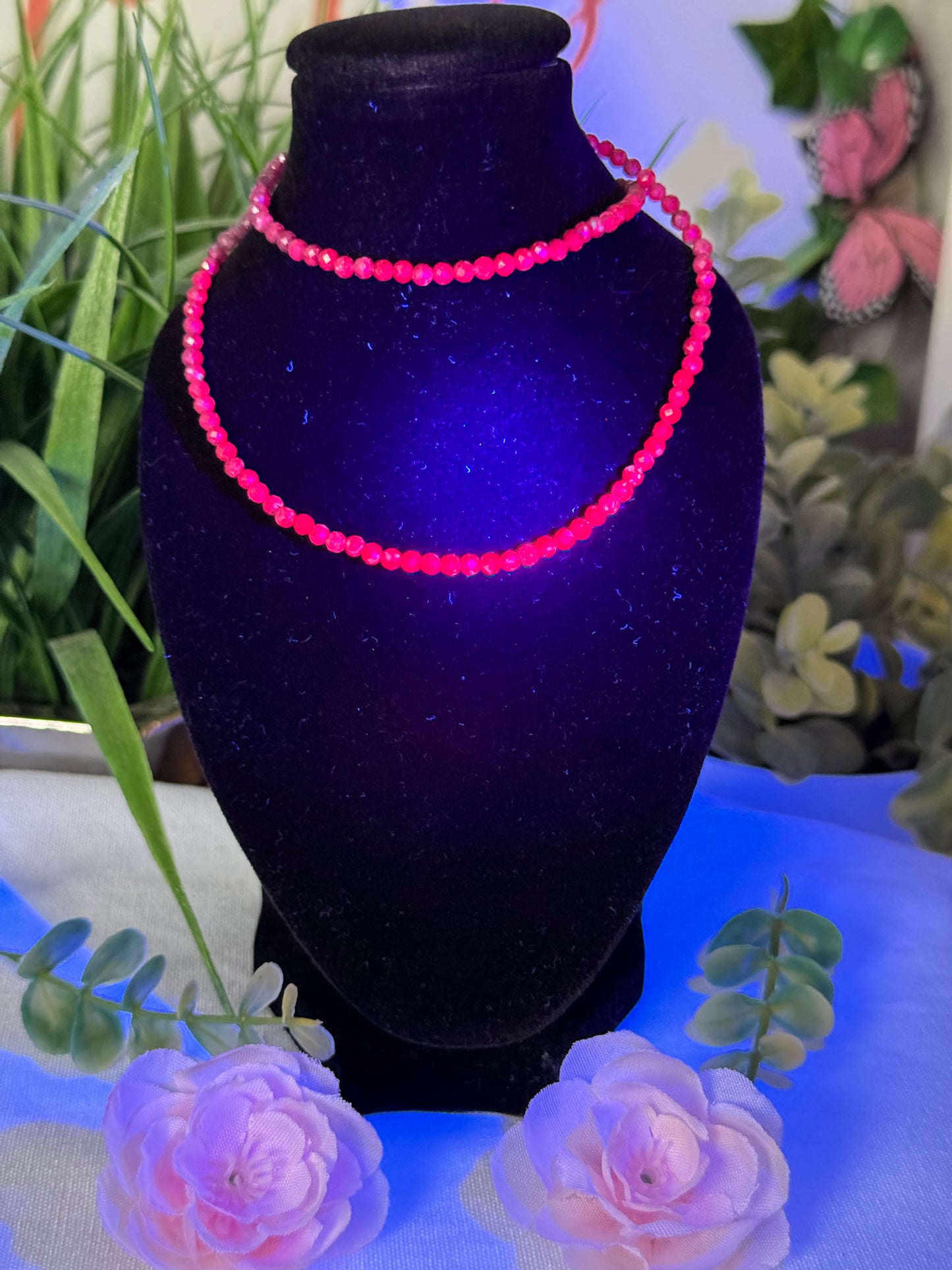 Faceted ruby necklace with s925 silver hardware.17-18.5” adjustable