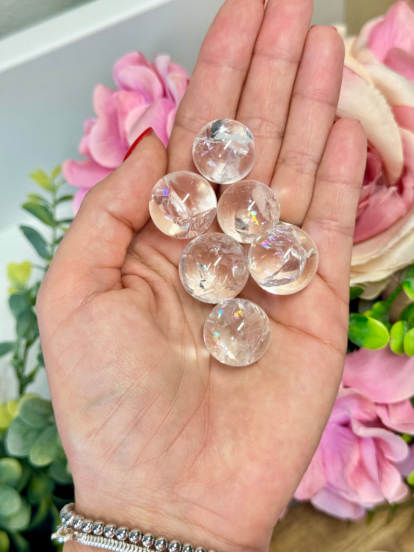 Rainbow clear quartz mini sphere