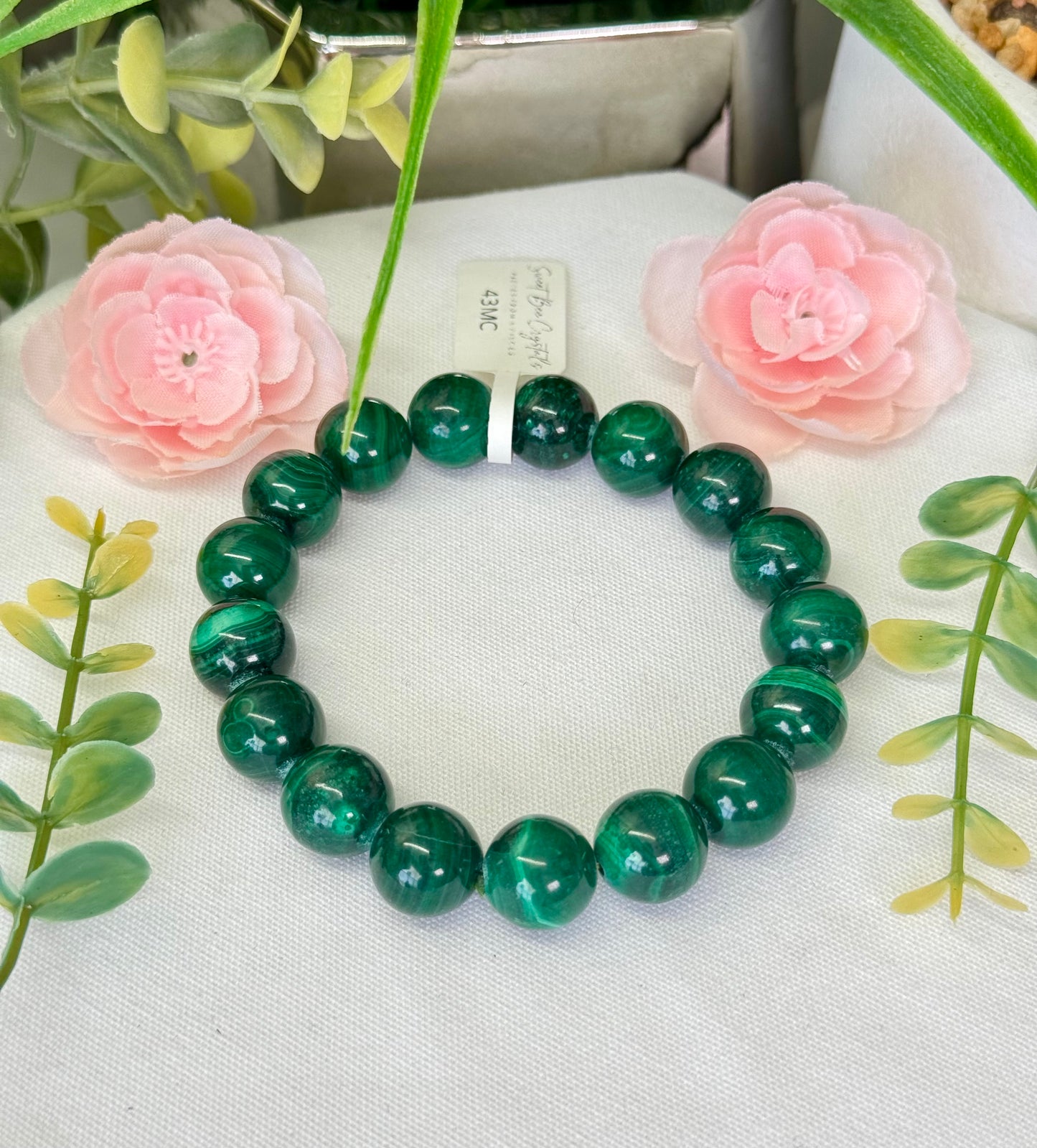 Big bead malachite bracelet. 11mm or 13mm size beads. Please select bead size from options. Fits wrist size 7.5”. Can be resized, please see description