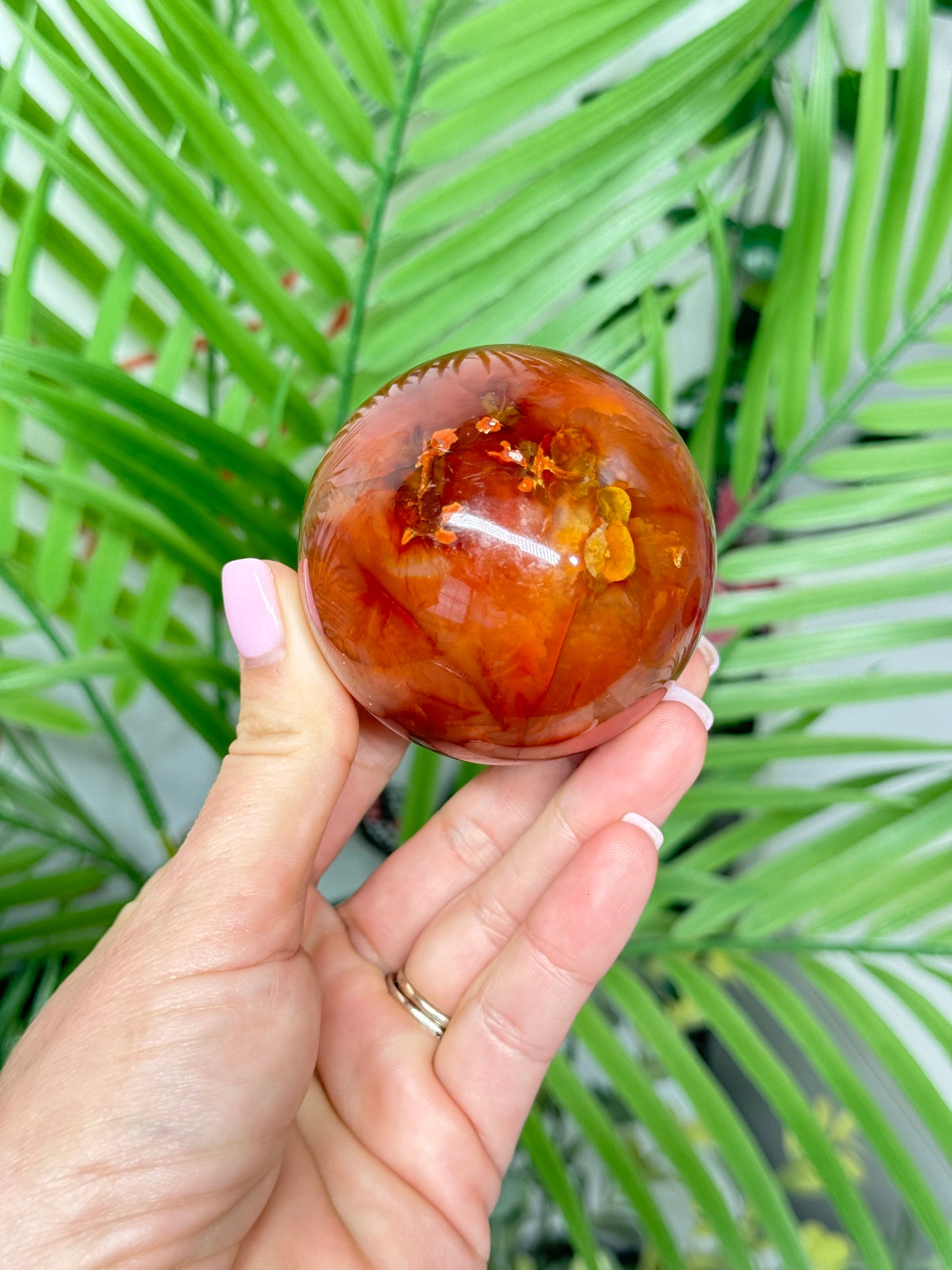 Carnelian sphere 59mm. Includes free sphere stand.