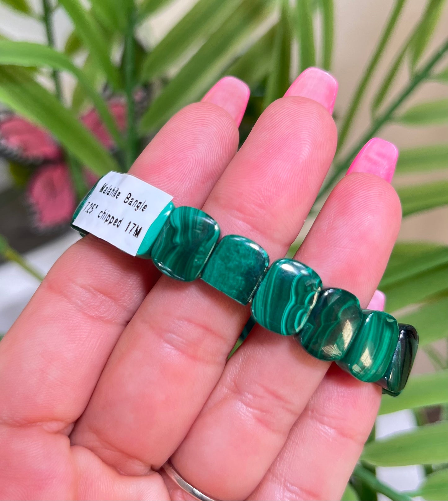 Malachite Bengal style bracelet *with chip on one bead*