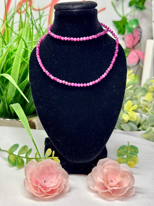 Faceted ruby necklace with s925 silver hardware.17-18.5” adjustable