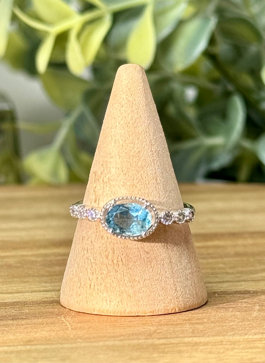 Blue topaz ring s925 Sterling silver and adjustable