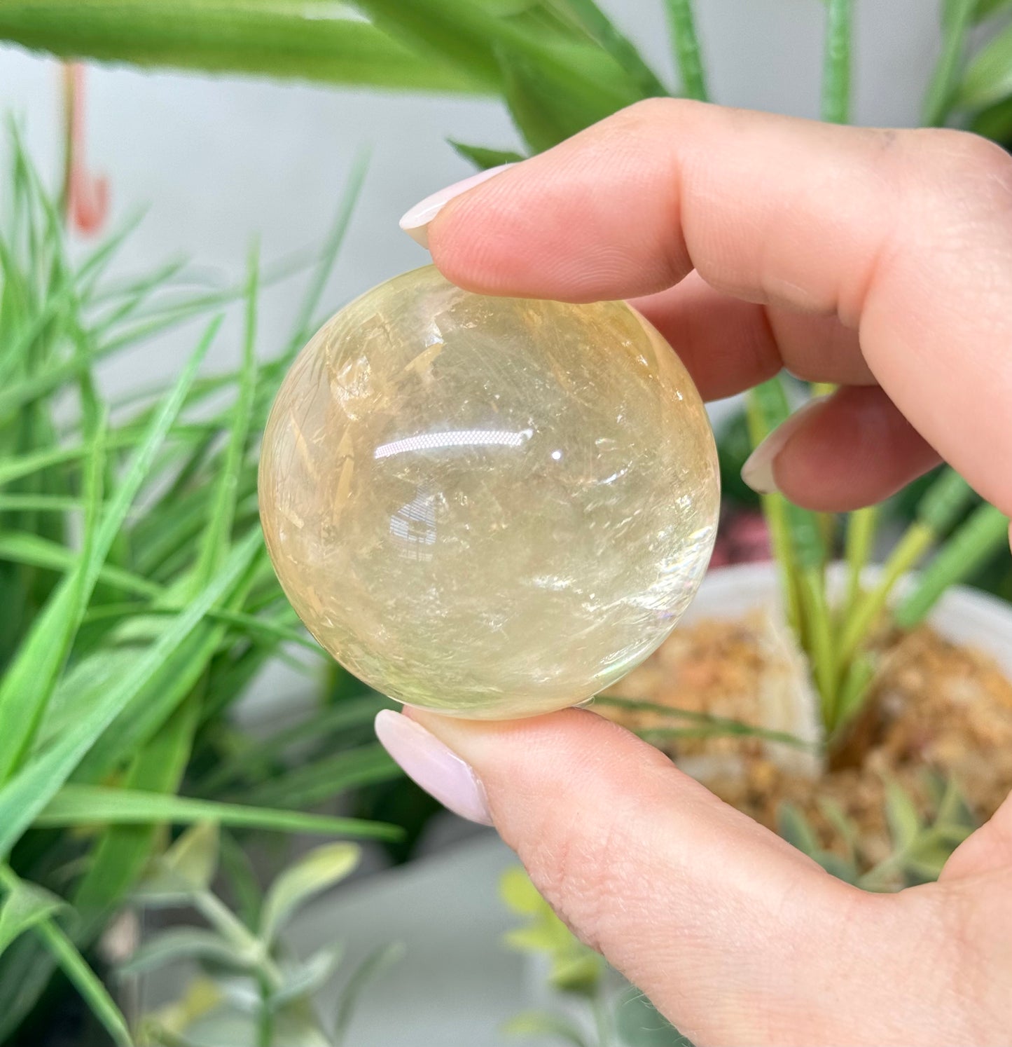 Honey calcite sphere. 44mm will include a sphere stand