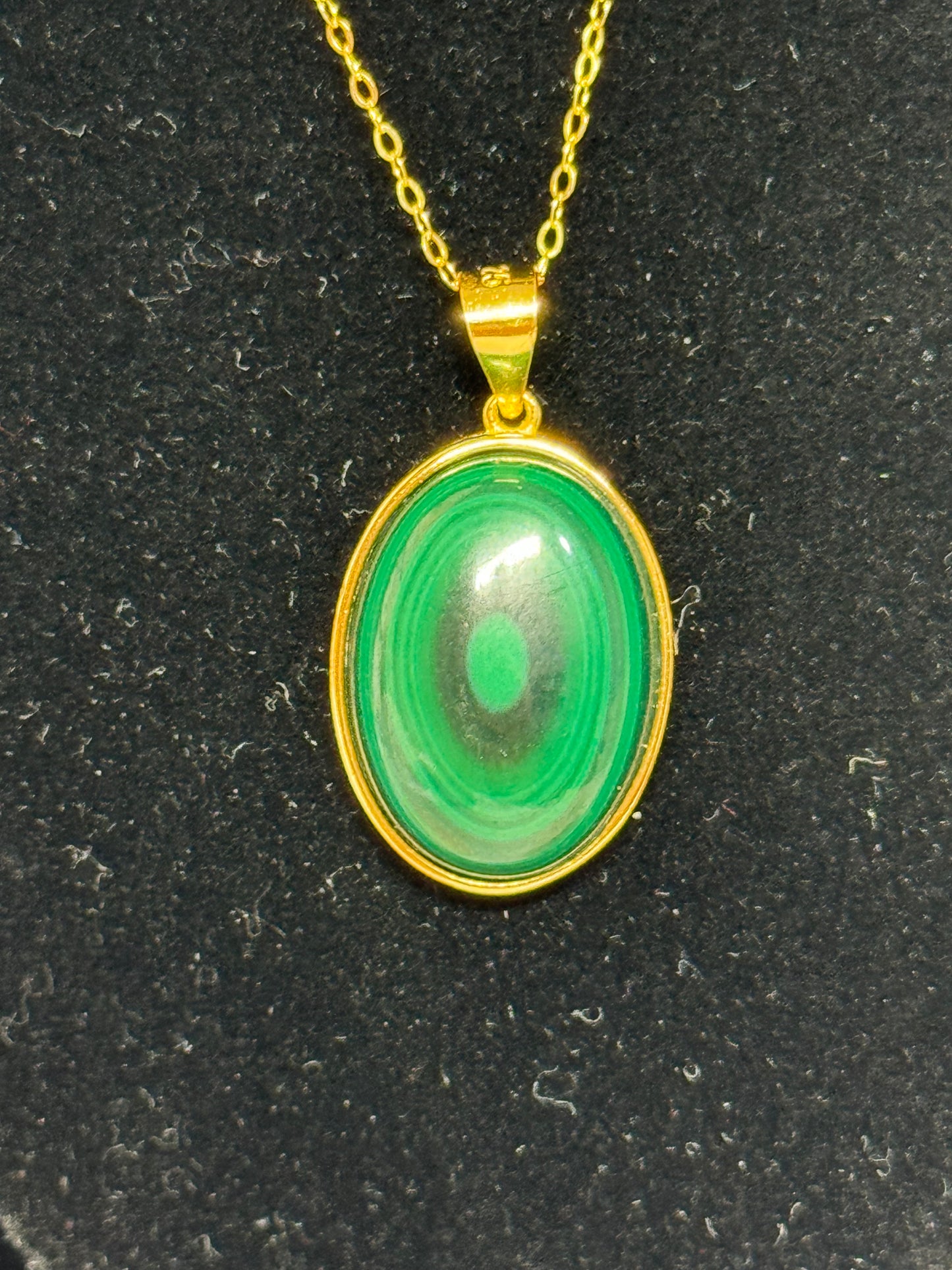 Gorgeous malachite necklace. Gold plated s925 sterling silver with 17” chain