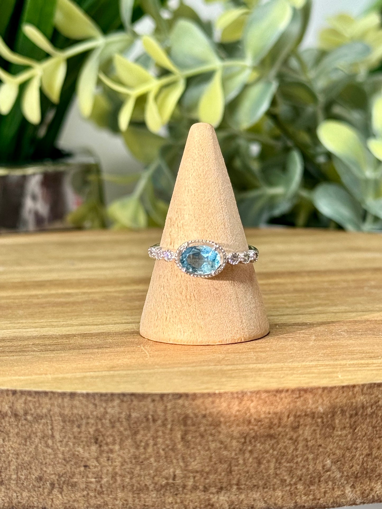 Blue topaz ring s925 Sterling silver and adjustable