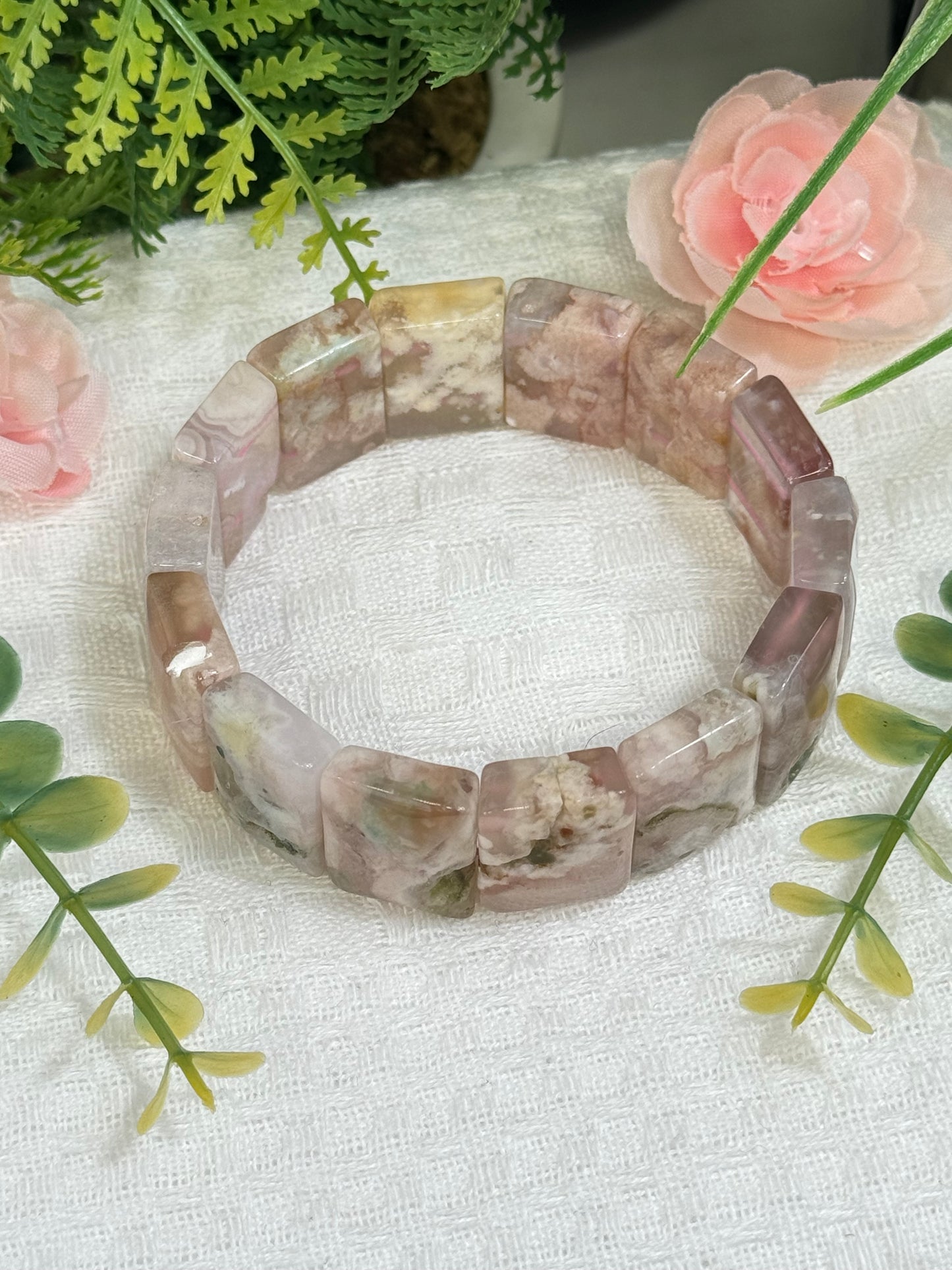 Flower agate Bengal style bracelet