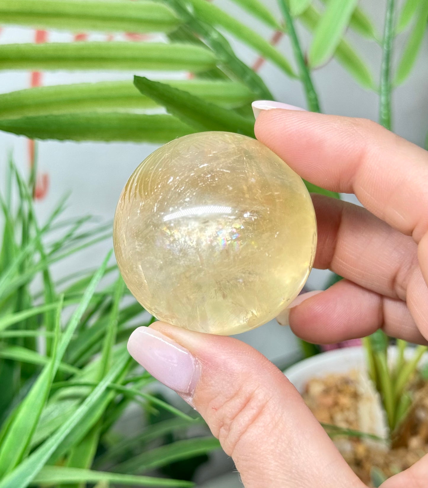 Honey calcite sphere. 43mm will include a sphere stand