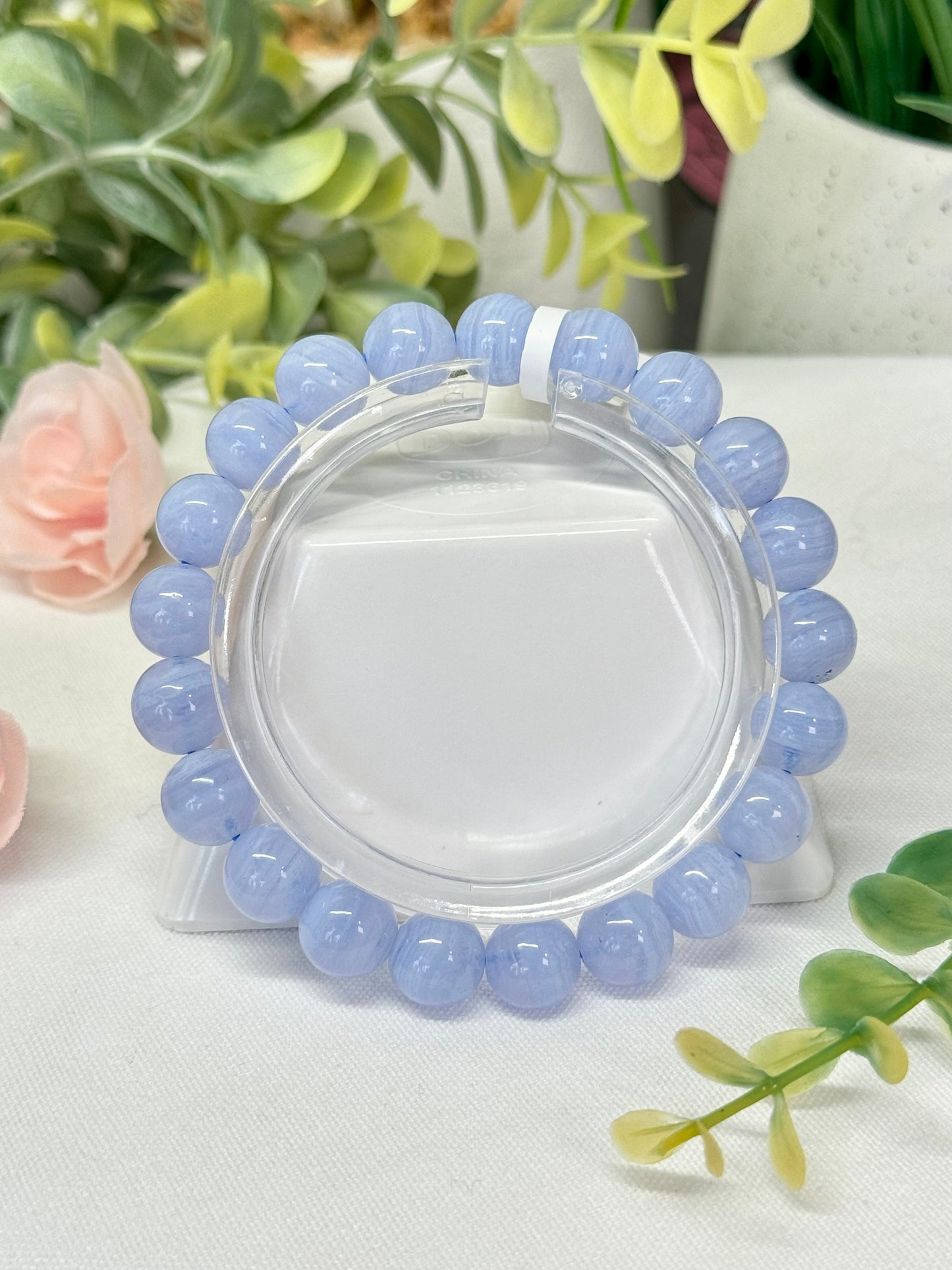 High quality blue lace agate bracelet. 9.6mm beads. Size 7” can be resized