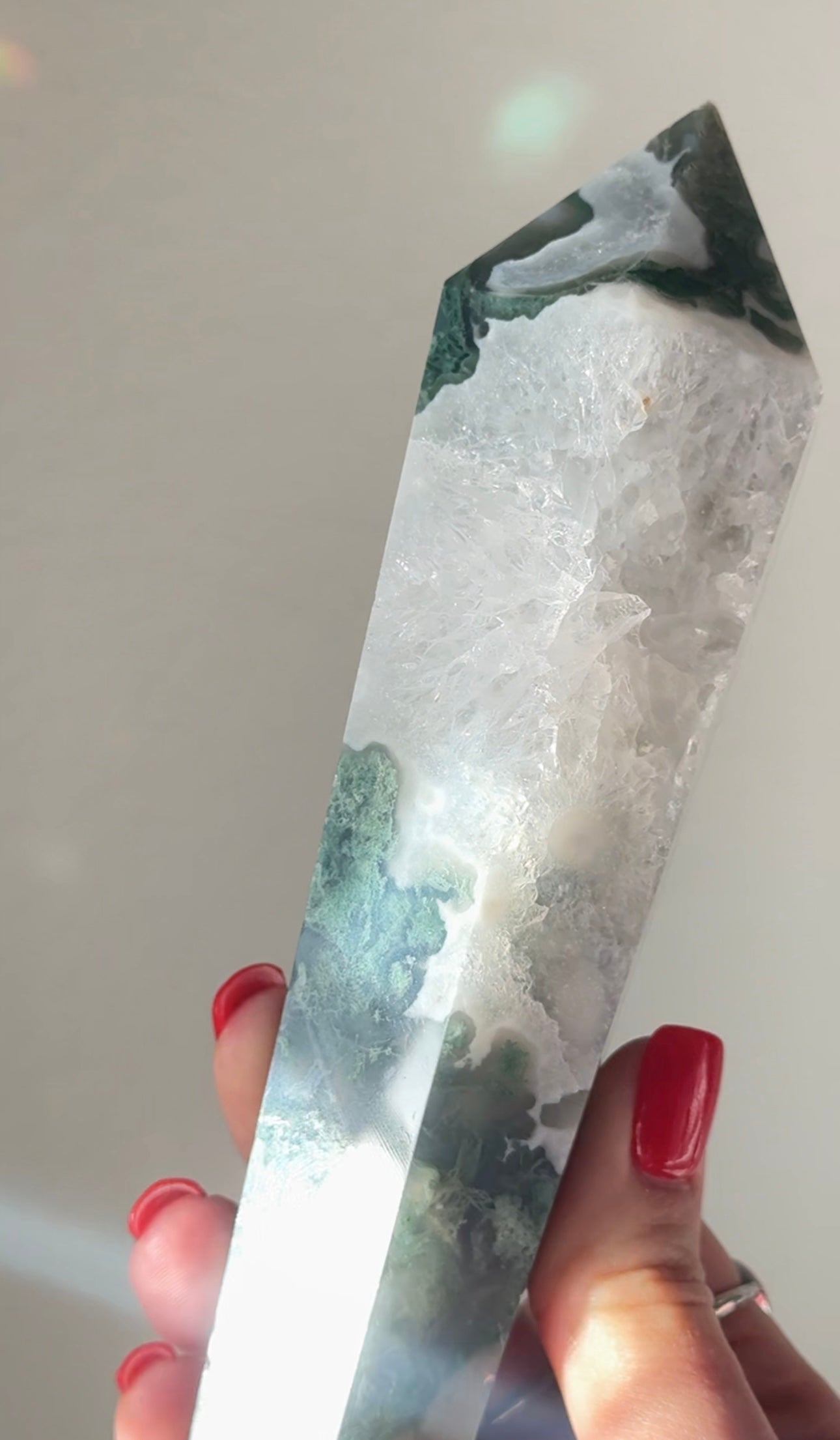 Moss agate wand