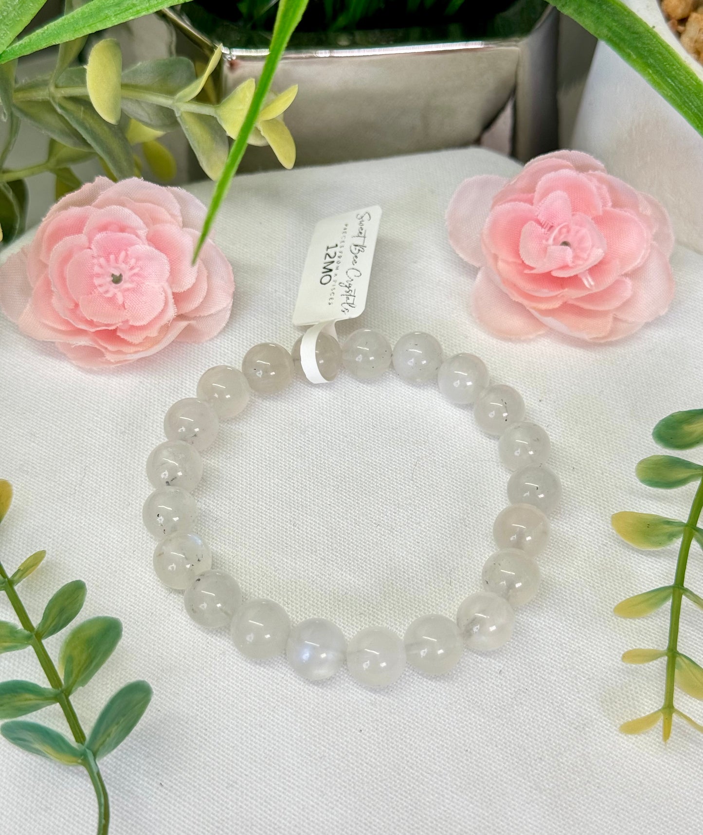 Moonstone bracelet. 8mm beads. Fits wrist size 7”. Can be resized, please see description