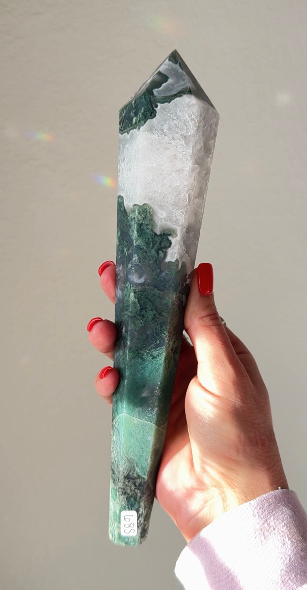 Moss agate wand