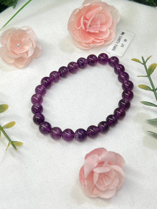 Purple fluorite bracelet 7mm beads size 6.5”