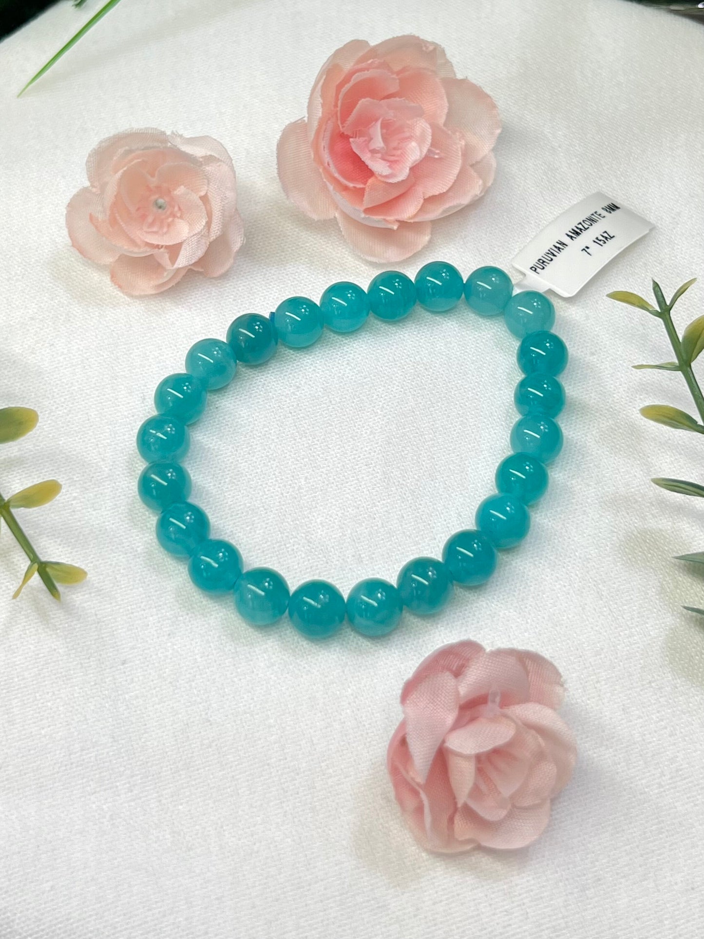 Peruvian amazonite bracelet 8mm beads size 7”