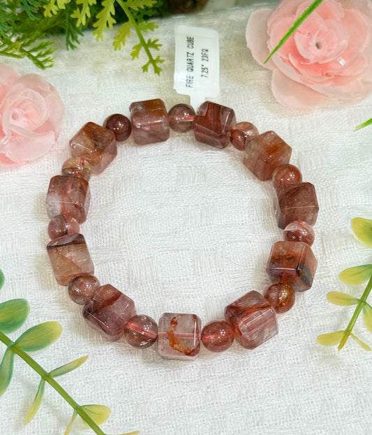 Fire Quartz cube bracelet