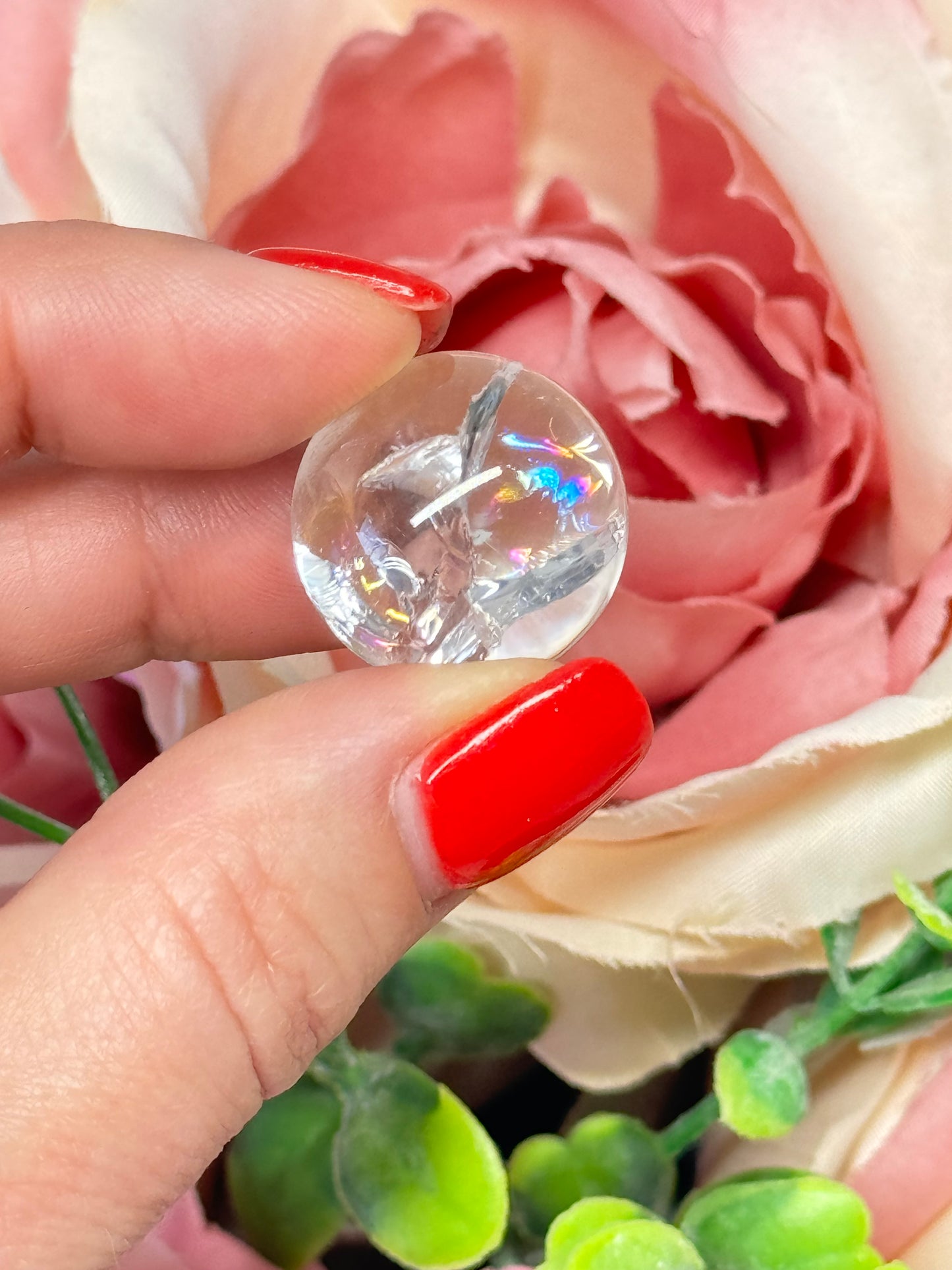 Rainbow clear quartz mini sphere