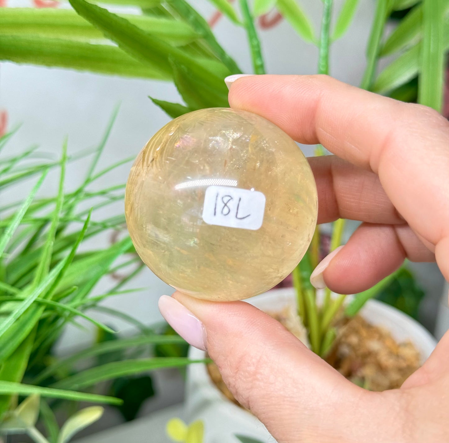 Honey calcite sphere. 44mm will include a sphere stand