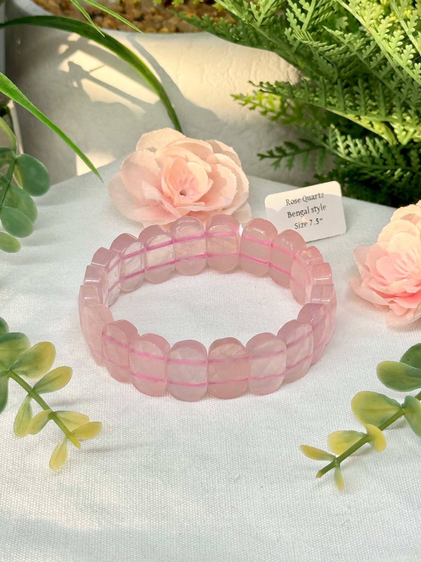 Super clear rose Quartz Bengal style bracelet. Fits size 7.5”