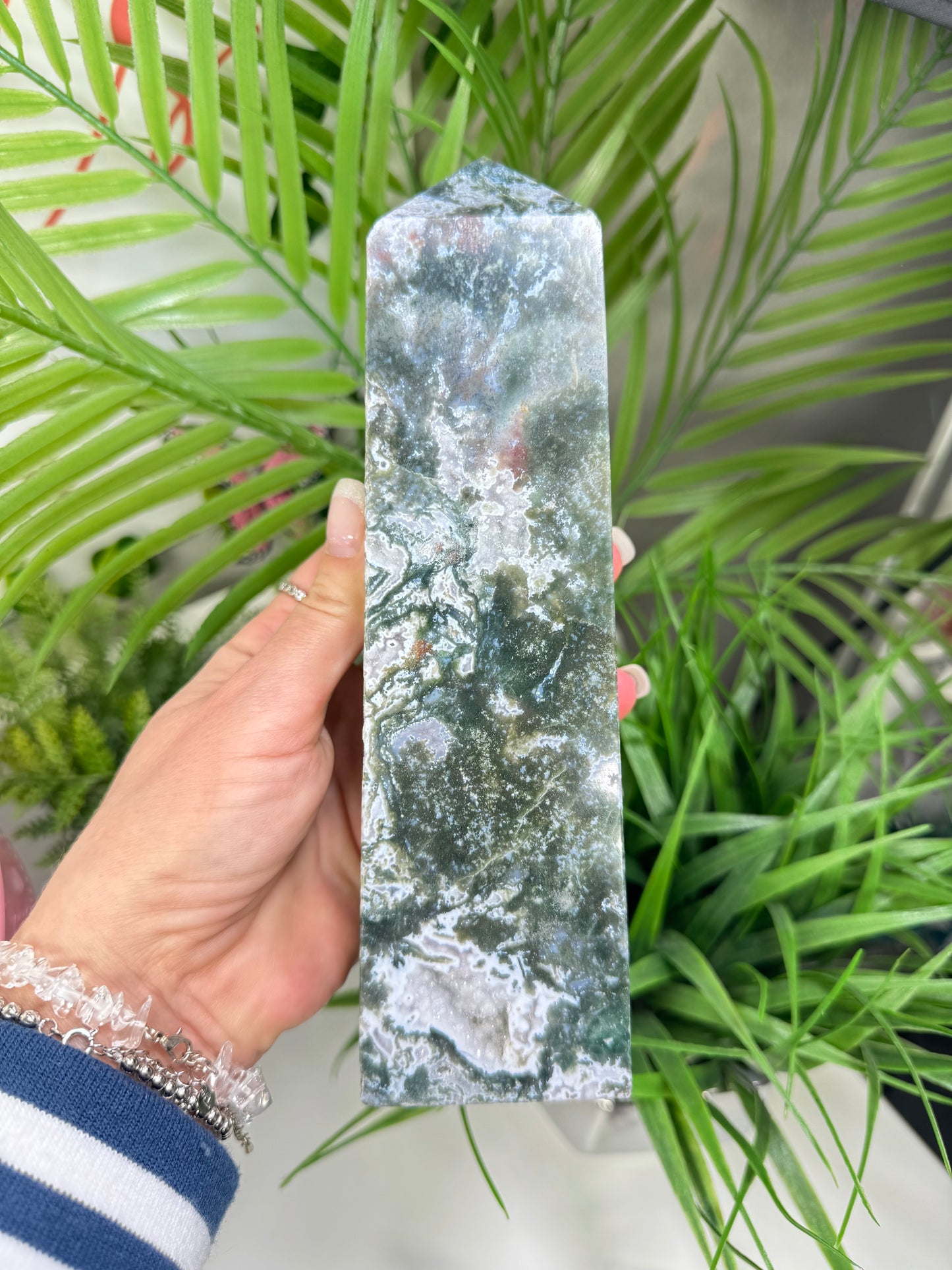 XL moss agate tower