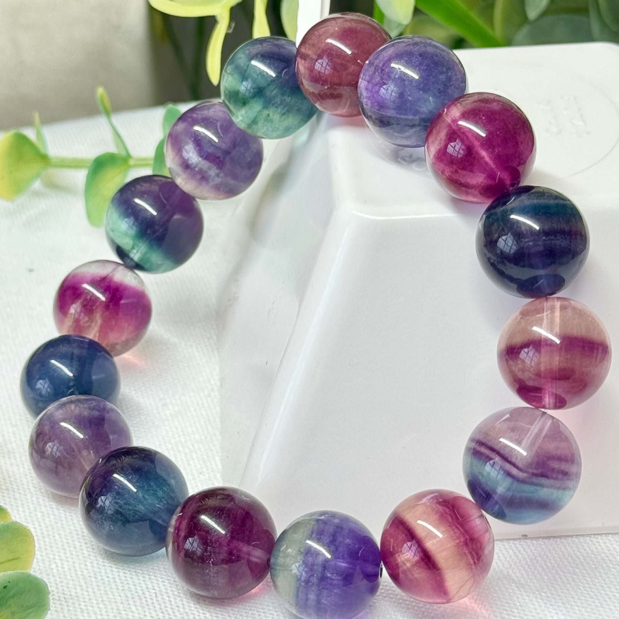 Unicorn fluorite bracelet. 13mm and fits a size 7” wrist. Can be resized