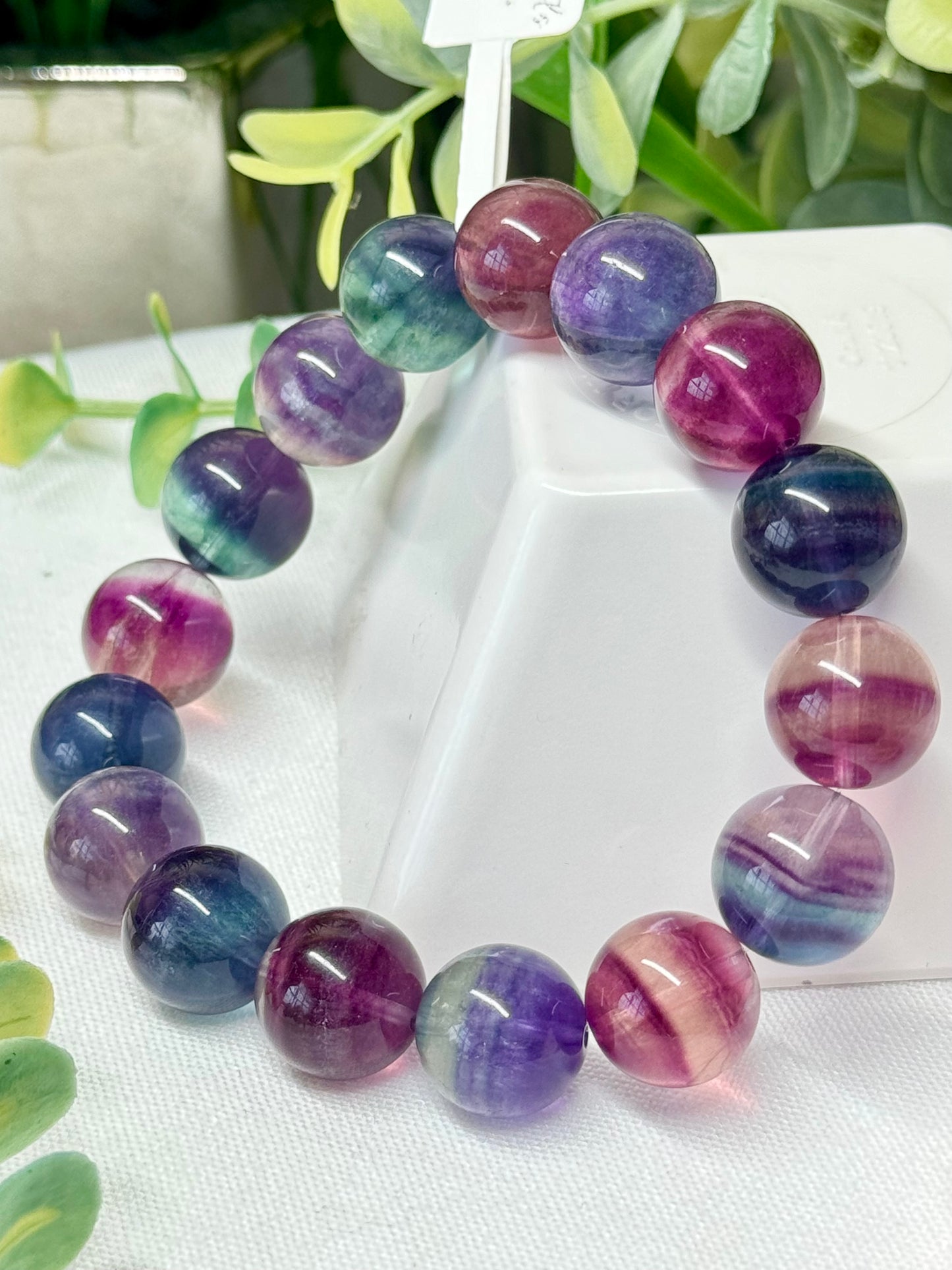 Unicorn fluorite bracelet. 13mm and fits a size 7” wrist. Can be resized