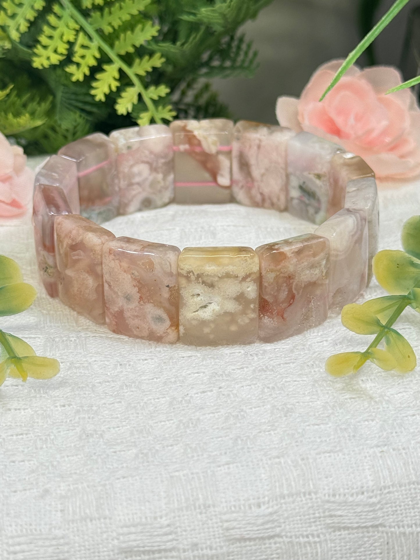 Flower agate Bengal style bracelet