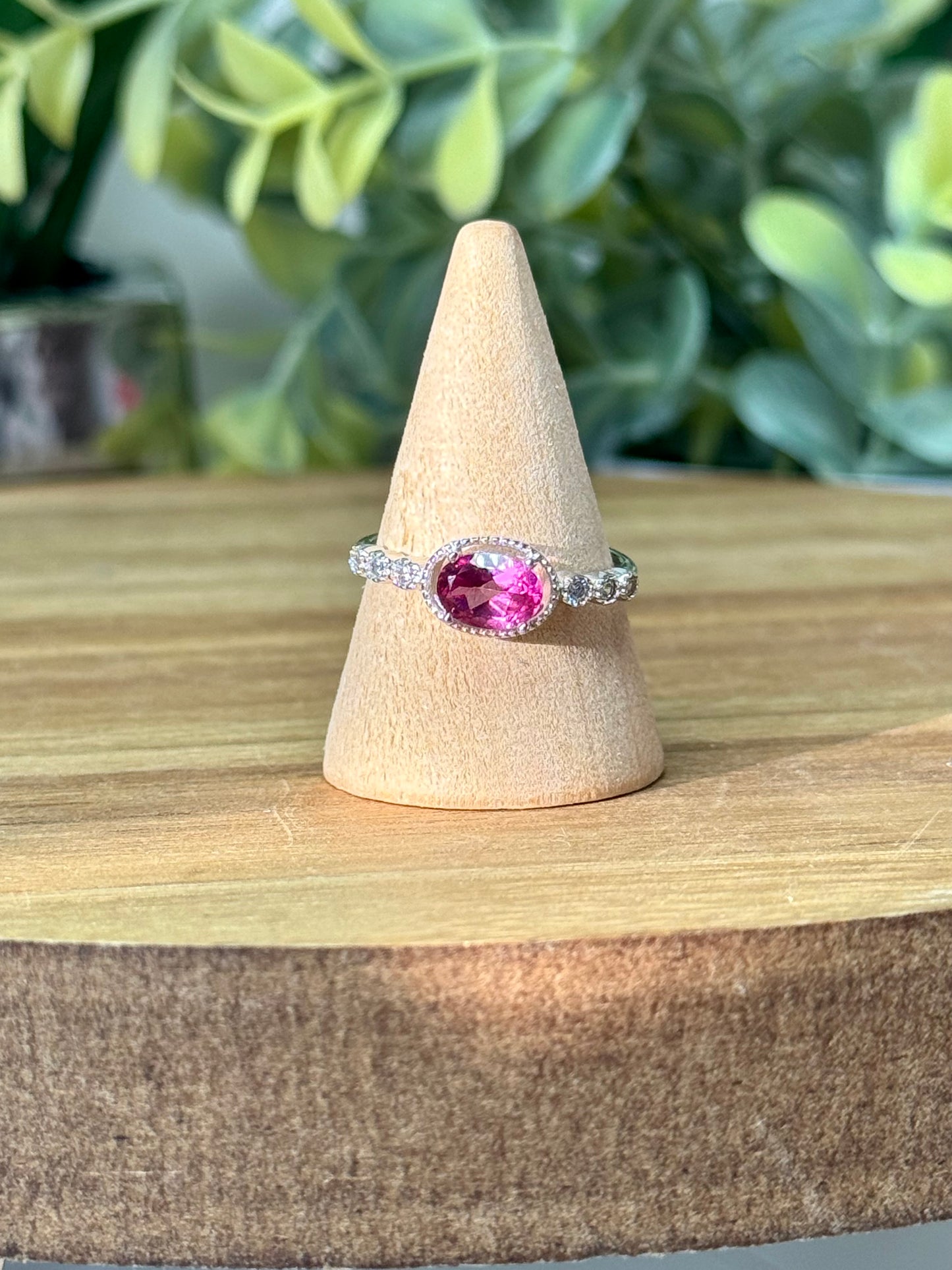 Pink topaz ring s925 Sterling silver and adjustable