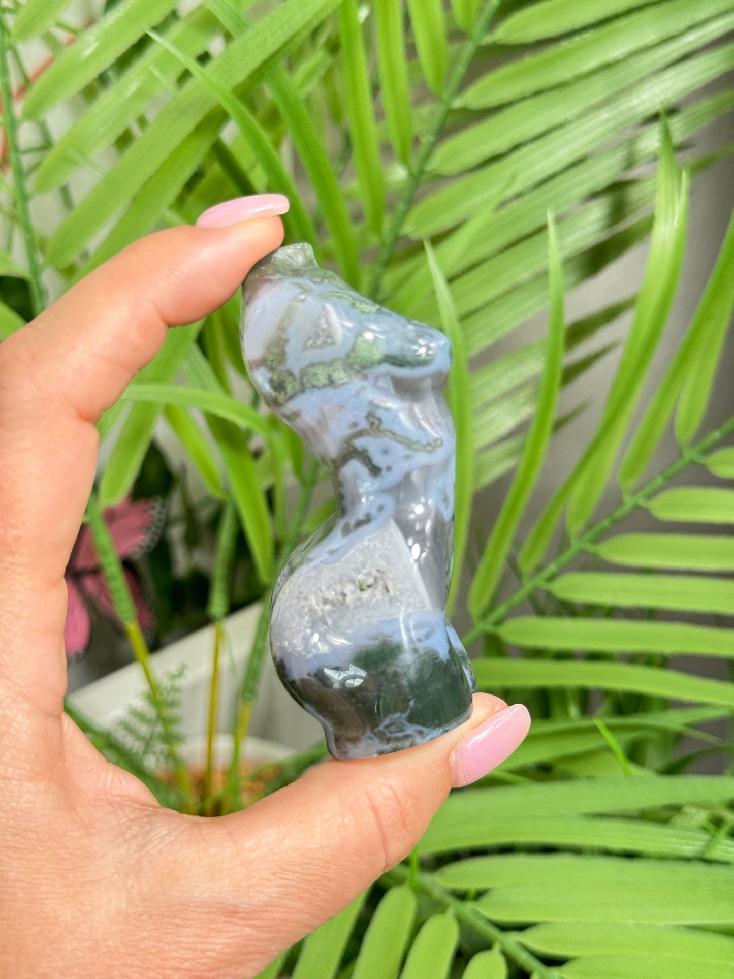 Moss agate goddess body