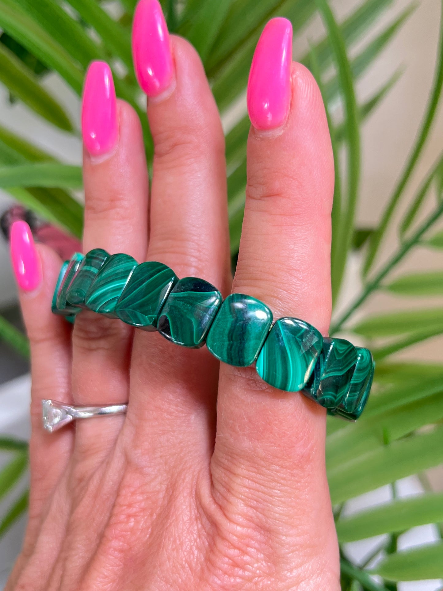 Malachite Bengal style bracelet *with chip on one bead*