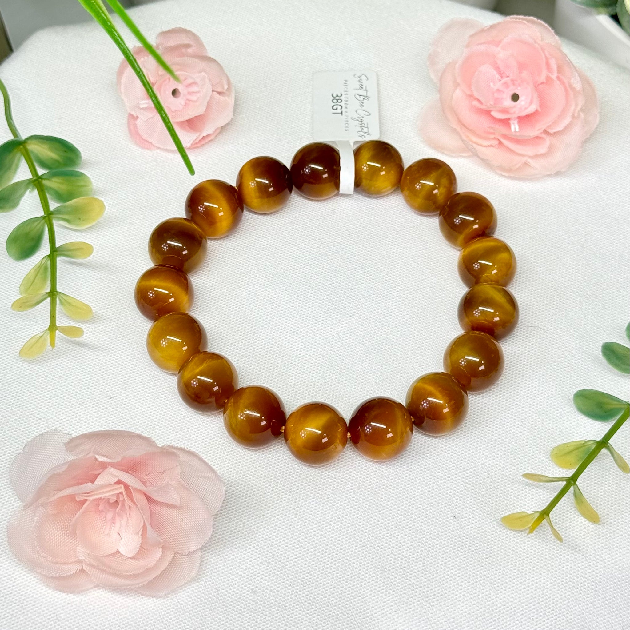 Golden blonde tigers eye bracelet. 12.5mm beads and fits wrist size 7.25”