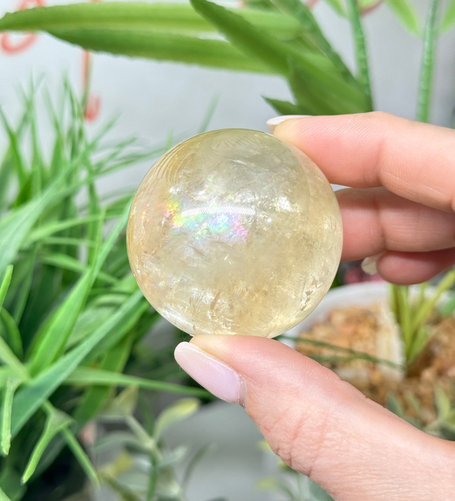 Honey calcite sphere. 44mm will include a sphere stand