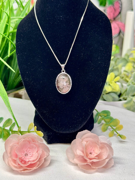 Garden Quartz necklace with adjustable chain 18” and smaller silver plated copper