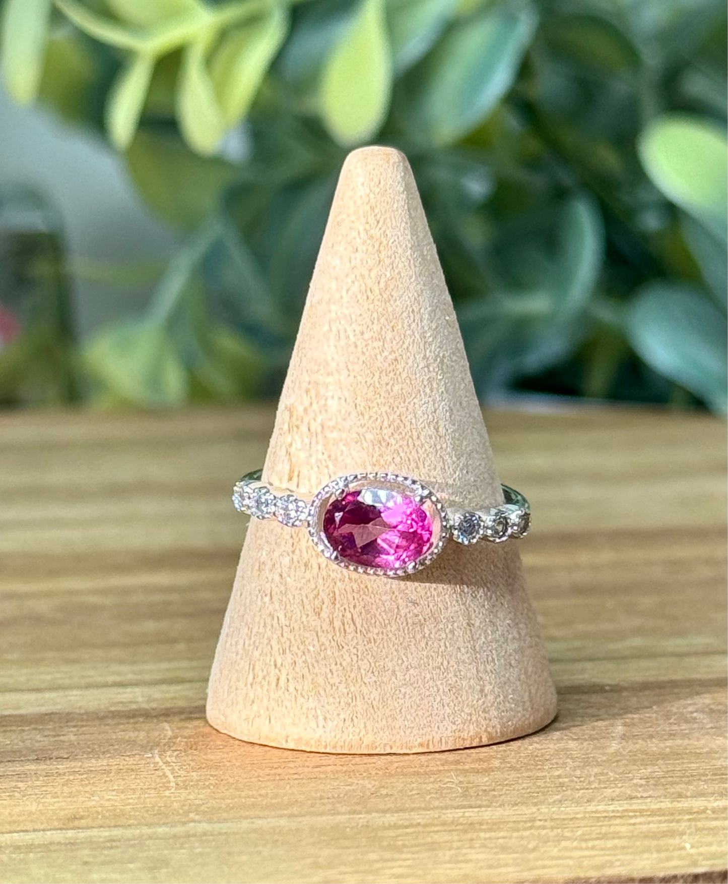 Pink topaz ring s925 Sterling silver and adjustable