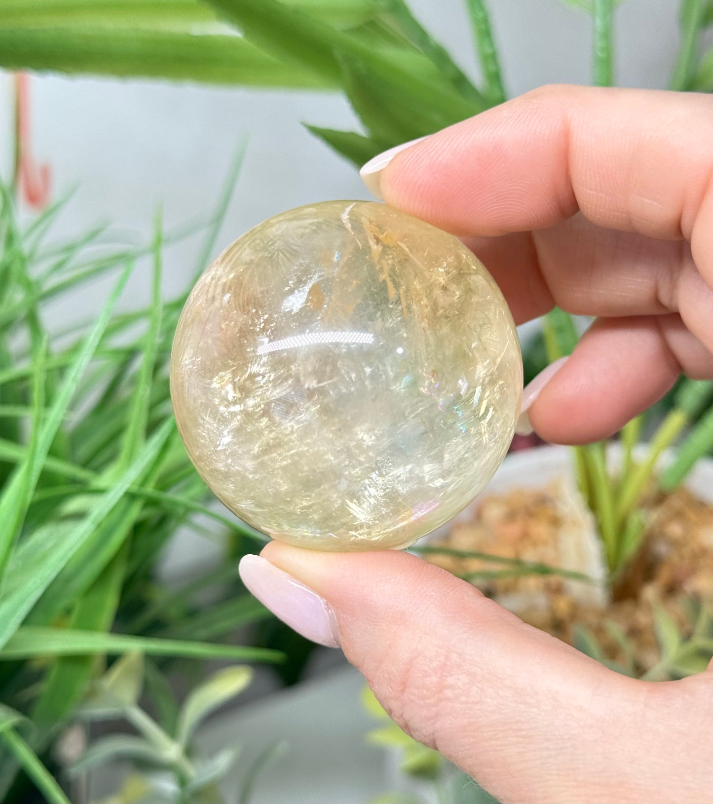 Honey calcite sphere. 44mm will include a sphere stand