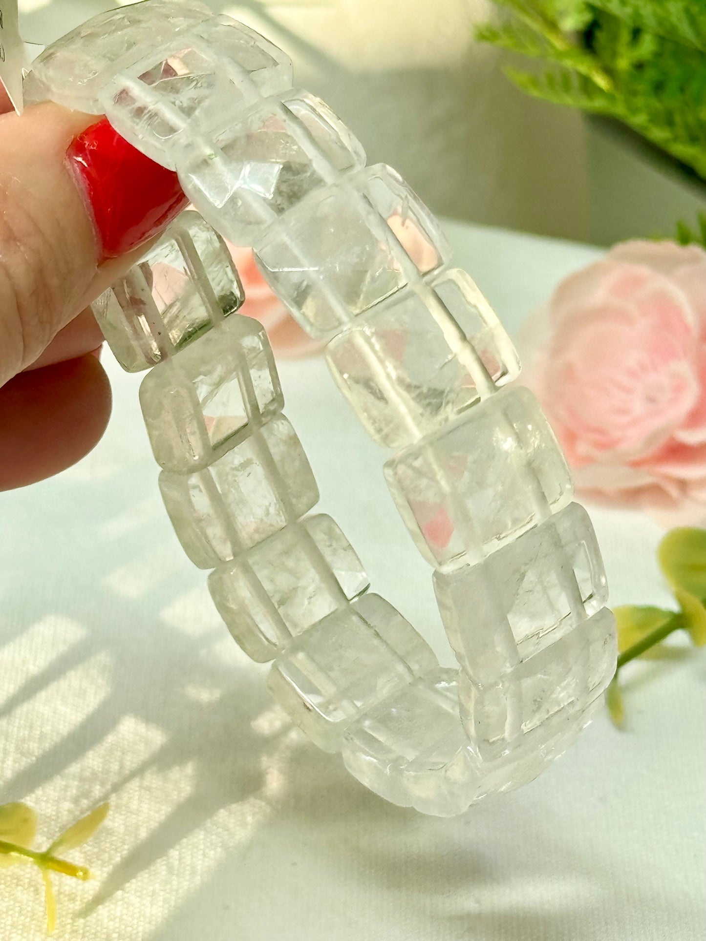 Clear Quartz Bengal style bracelet. Size 7.5”