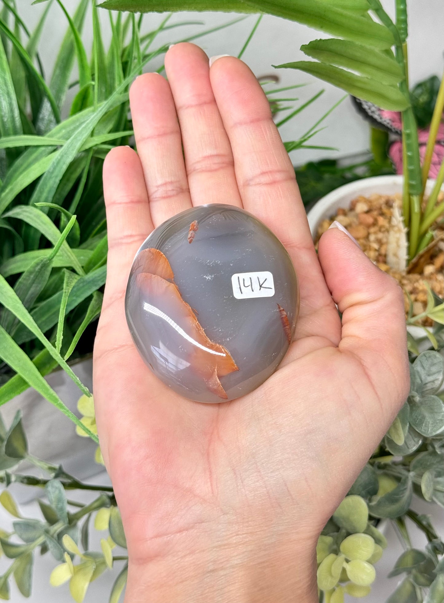 Orca agate palm stone