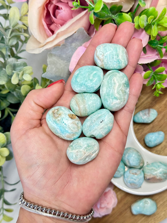 Blue aragonite tumbles