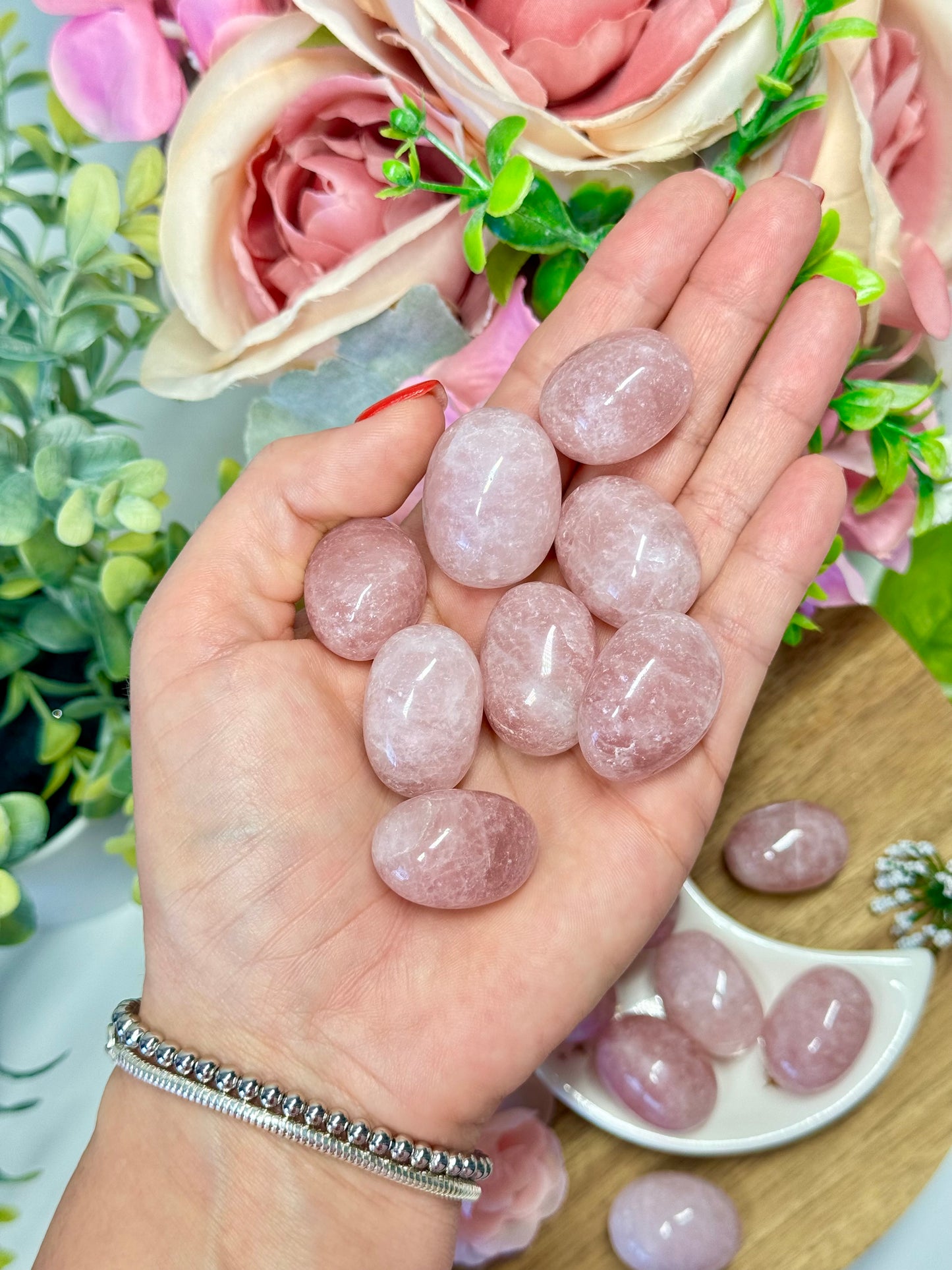 Rose quartz tumbles