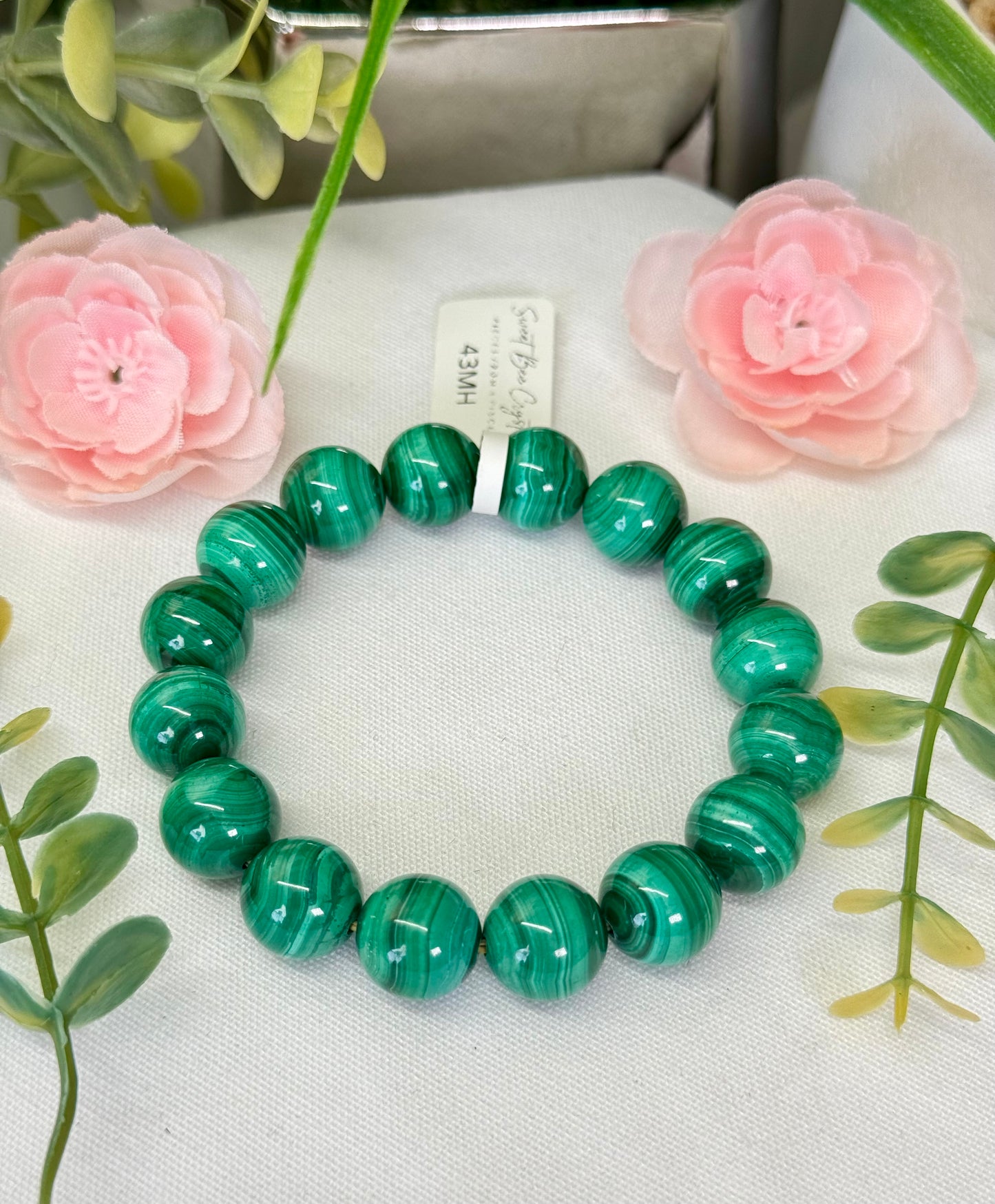 Big bead malachite bracelet. 11mm or 13mm size beads. Please select bead size from options. Fits wrist size 7.5”. Can be resized, please see description