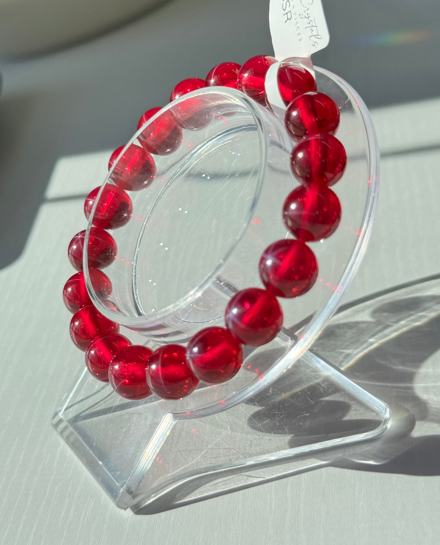 Lab created 6 star point Ruby bracelets. 10mm and 6mm available. Please select bead size from options