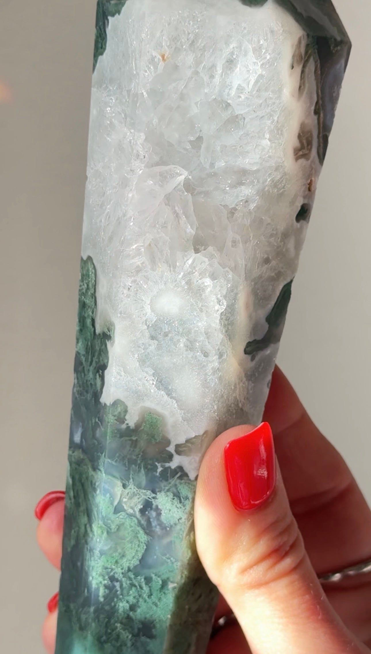 Moss agate wand