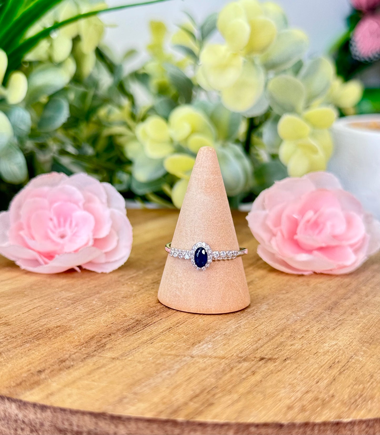 Dainty sapphire ring. S925 sterling silver and adjustable